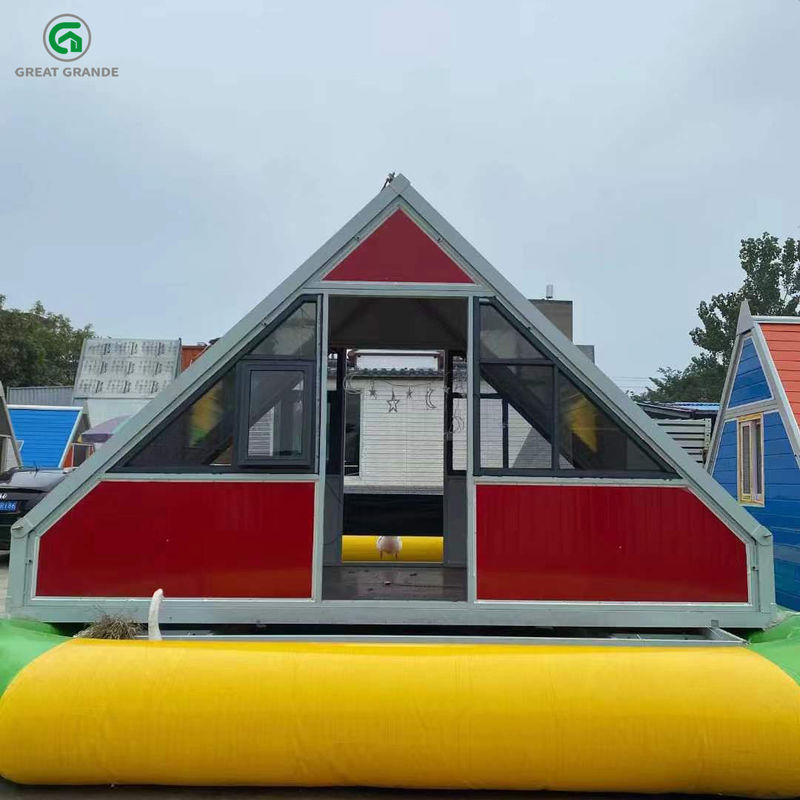 Galvanized Steel Folding Prefab Triangle House Red For Camping And Outdoor Activities