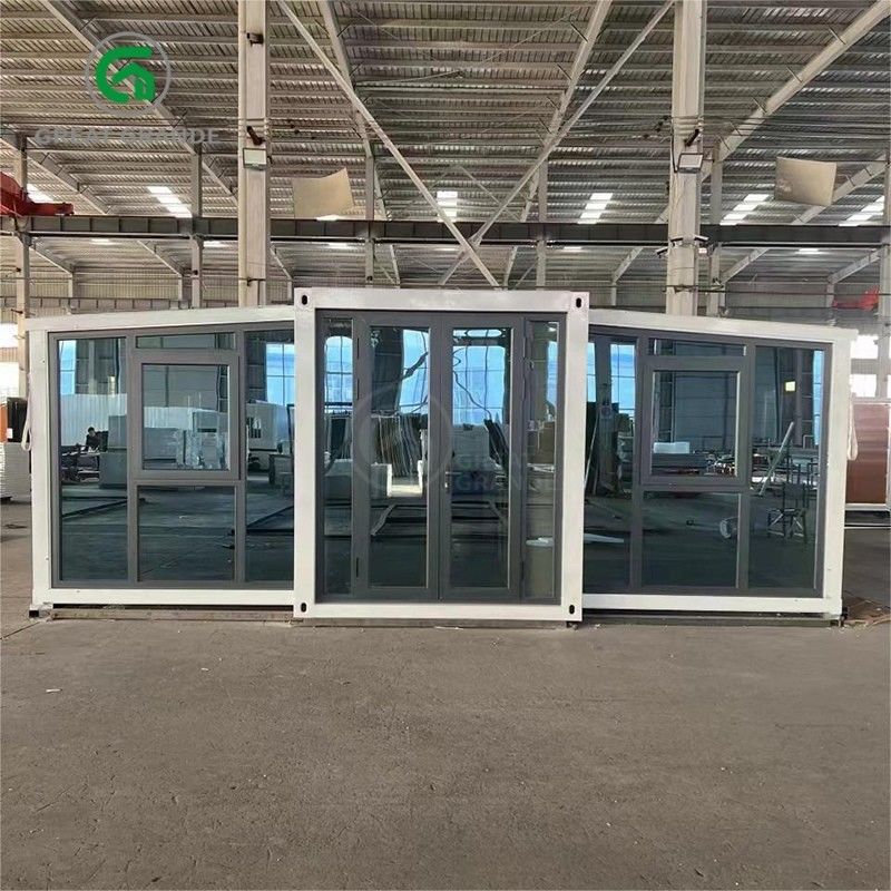 20ft Foldable Tiny Houses Manufacturer Brown Glass Door ten minutes build galvanized steel frame