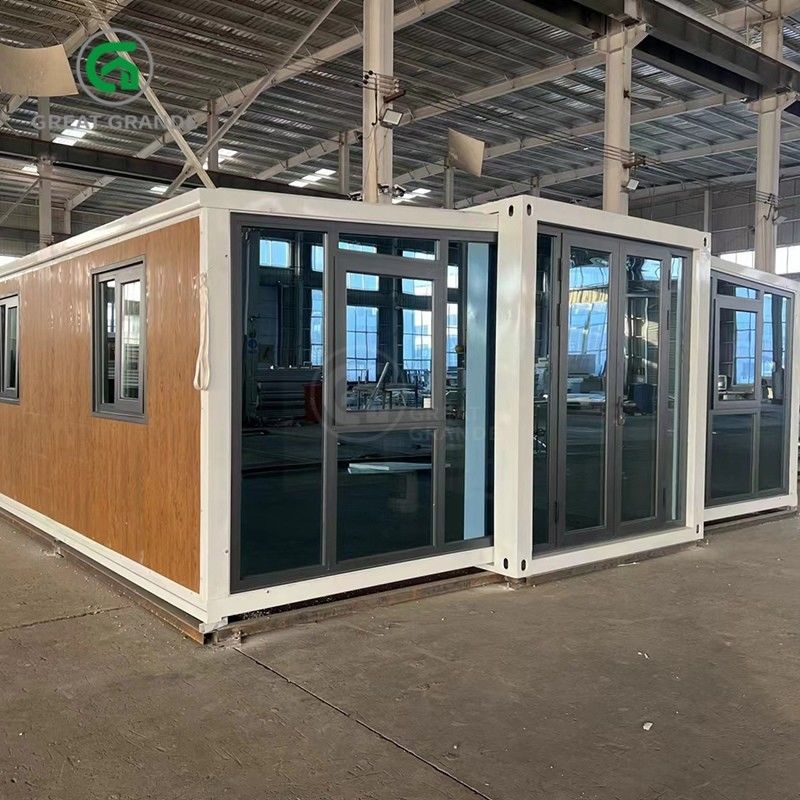 20ft Foldable Tiny Houses Manufacturer Brown Glass Door ten minutes build galvanized steel frame