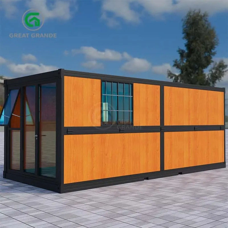 20ft Folding Portable Houses Manufacturer Folding Bunk Beds Wood Grain Panels Rock Wool Board