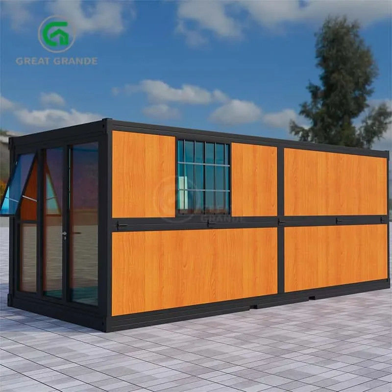 20ft Folding Portable Houses Manufacturer Folding Bunk Beds Wood Grain Panels Rock Wool Board