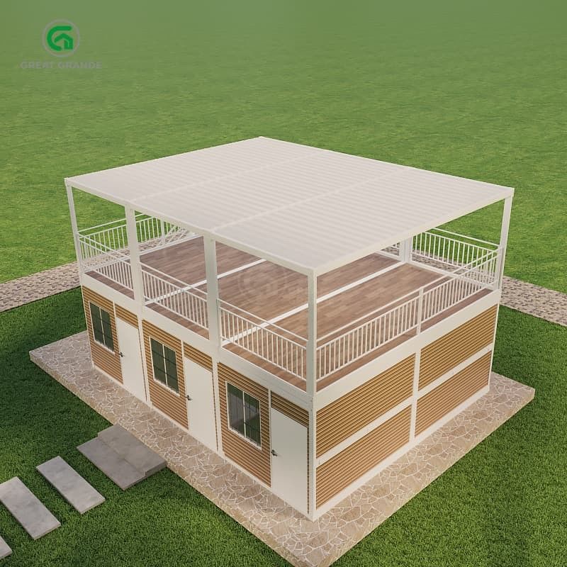 foldable Container house with High Precision Pressing Floor Pressure 2.0 KN/m2 Plumbing System Toilet/Wash Basin/Shower